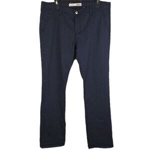 Rustic Dime Navy White Polka Dot Chino Slim Fit 36" W 30"L Cotton Preppy Classic